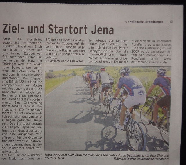 Artikel vom 20.02.2010 in der kostenlosen Wochenendzeitung "diehallos in Thüringen - Ausgabe Jena"