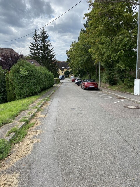 Luise-Benger-Straße oberes Ende im Blick zurück